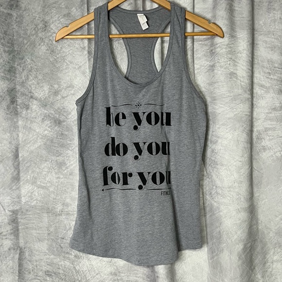Fitness Tee Co 🌟2/$20 Gray Be You Do You For You Racerback Tank Top - LG - Picture 6 of 9